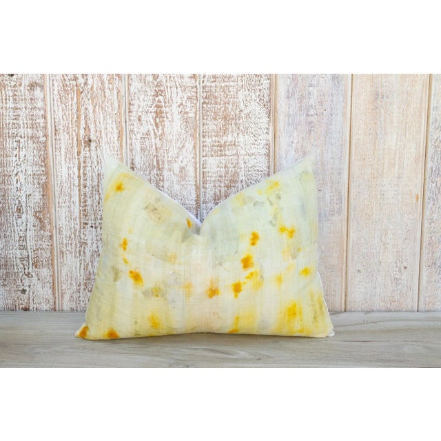 Light Green Puhor Tie Dyed Organic Silk Lumbar Pillow For Sale - Image 8 of 11