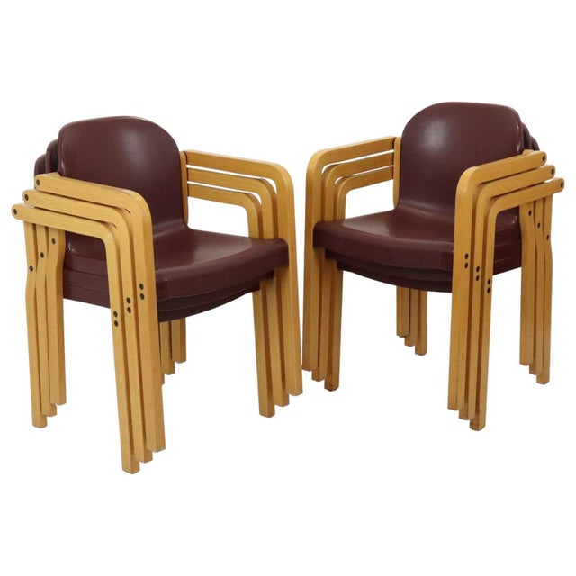 Wood Vintage Design Chairs by J.B. Meijer for Kembo, 1980s, Set of 6 For Sale - Image 7 of 18