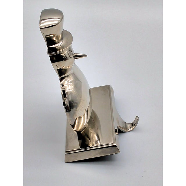 1990s Heavy Vintage Silver-Tone Snowman Stocking Holder For Sale - Image 5 of 7