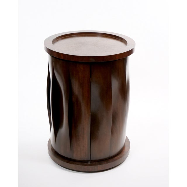 Mid-Century Modern Mahogany Drum-Shaped Revolving Side Table For Sale In New York - Image 6 of 9