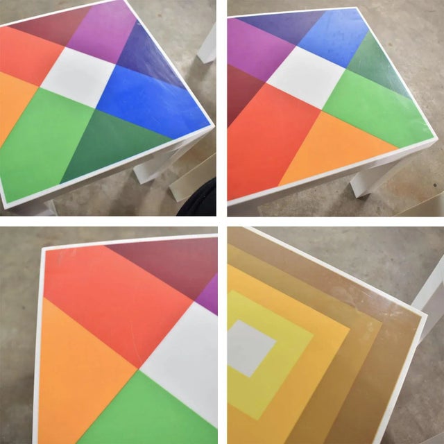 MCM Trio of Mod Pop Art Side Tables Plastic Square Parsons Style After Kartell or Syroco For Sale - Image 11 of 13