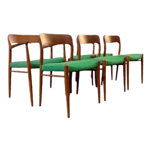 Vintage Danish Modern Dining Chairs by N. O Moller for Jl Moller Stamped. Set of 6.