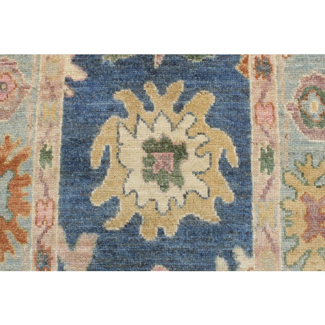 Shabby Chic Ziegler Oushak Blue/Beige Wool Runner Rug- 2'8'' X 18'11'' For Sale - Image 4 of 10