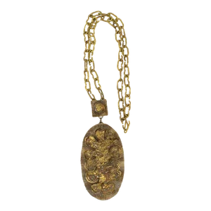 Henry Perichon Gilded Bronze Necklace With Talosel Resin Pendant