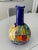 Bright, vintage Italian pottery vase by La Musa. Picasso-esque rendition of various fruits on cobalt blue background....