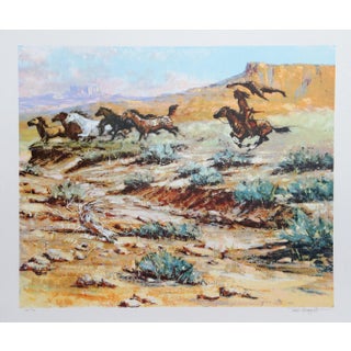 Noel Daggett, Mustangs on the Run, Lithograph For Sale
