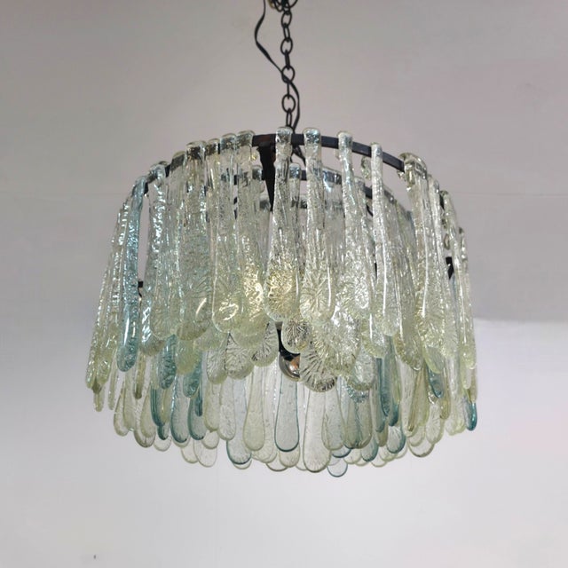 Mid-Century Brutalist Multicolor Glass Chandelier, 1970s For Sale - Image 4 of 12