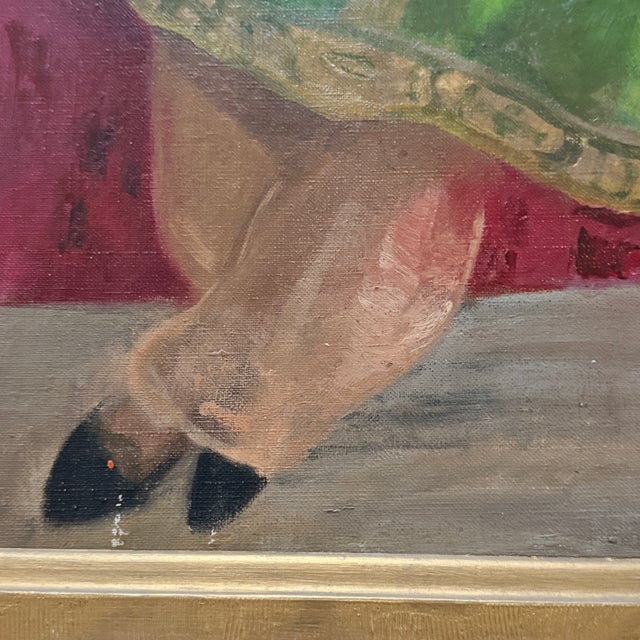 Red Portrait of a Russian Woman Oil Painting For Sale - Image 8 of 11