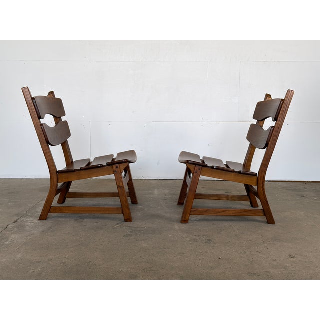 Brutalist Brutalist Oak Lounge Chairs from Dittmann & Co., 1960s, Set of 2 For Sale - Image 3 of 8