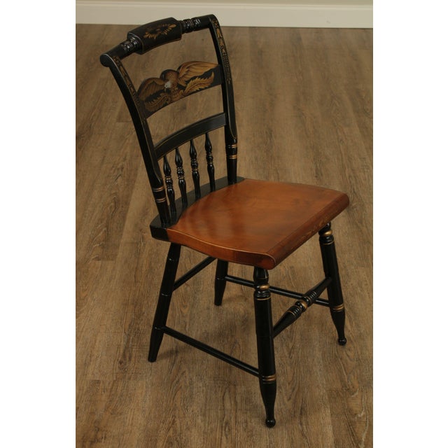 Hitchcock Eagle Painted Black & Maple Side Chair Chairish