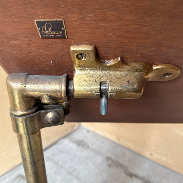 Wood Ar Swenson Brass Adjustable Paw Footed Desk Table For Sale - Image 7 of 12