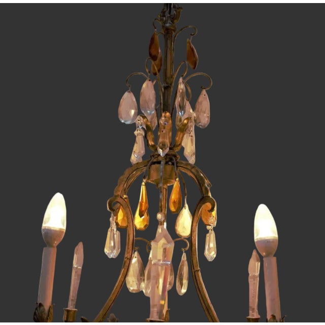 Antique French Empire Style Crystal Basket Chandelier With Gilt Bronze Frame For Sale - Image 9 of 9