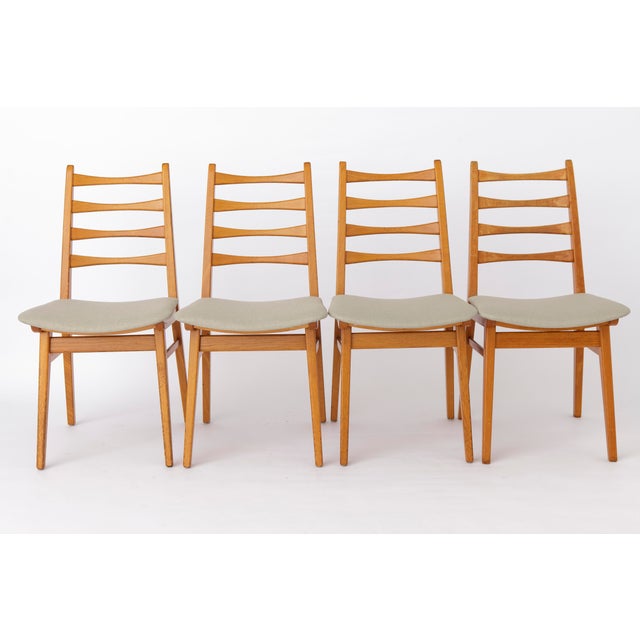 Set of 4 Vintage Chairs by German manufacturer Kuhlmann & Lalk. Displayed price is for a set of 4. PS: There is an arm...