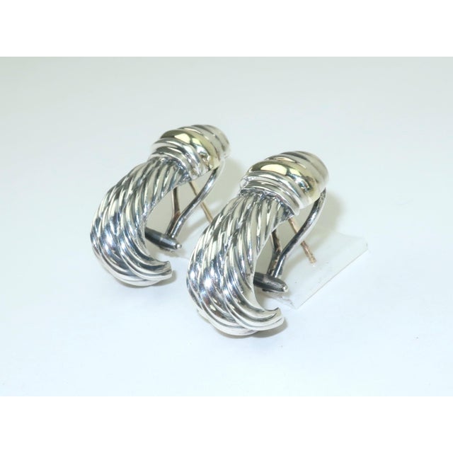 Silver David Yurman Sterling Silver & 14k Gold Earrings, a Pair For Sale - Image 8 of 9