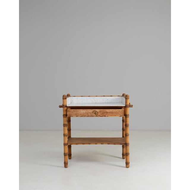 1900s French Faux Bamboo Console Table With Marble Top For Sale - Image 17 of 18