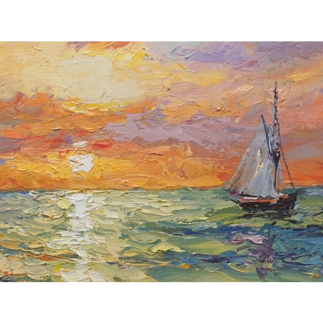 Original oil landscape by Sean Wu, Beach Sunset