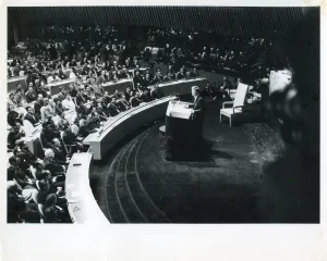 John Fitzgerald Kennedy at the meeting of the UN- Original Vintage Photo - 1960s 1960s