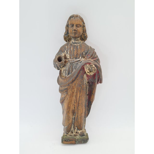 Antique Wooden Statue of Salvator Mundi, 1700s For Sale - Image 6 of 15