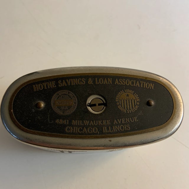 Charming small oval metal savings bank, Hoyne Savings and Loan Association, Chicago, IL. 4841 Milwaukee Avenue, Chicago....