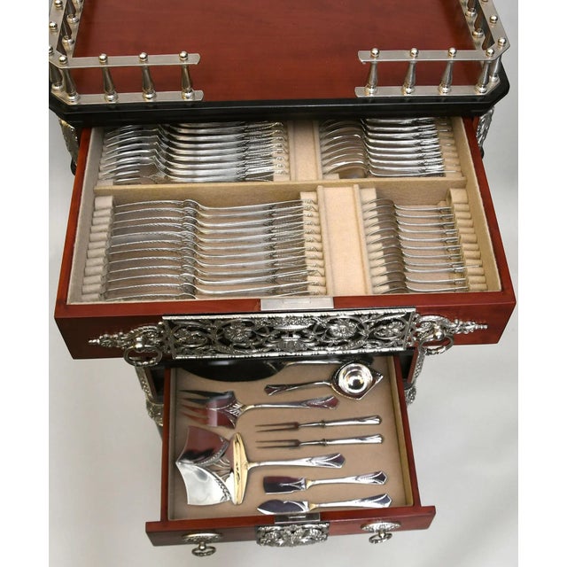 WMF 219 Silverplate 135-Piece Flatware Set With Original Cabinet – Mid-Century German Estate Service For Sale - Image 11 of 14