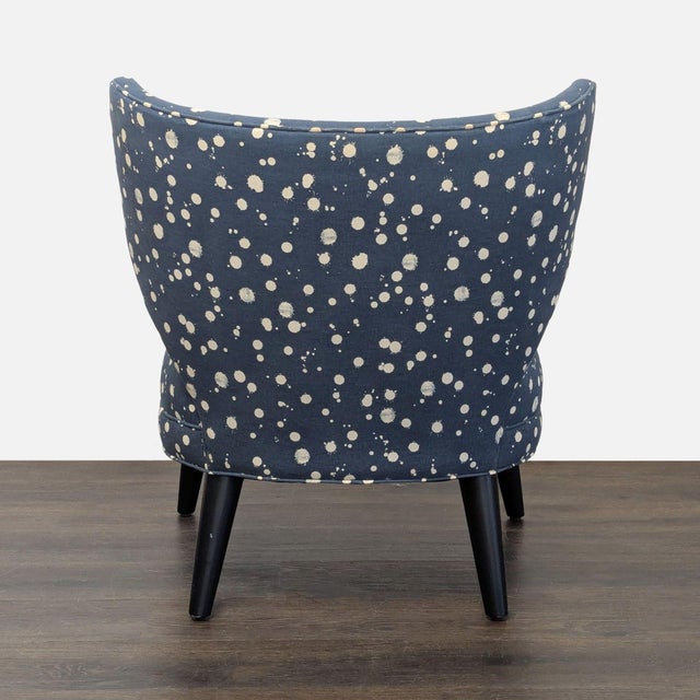 2010s West Elm + Kate Spade Blue Polka Dot Lounge Chair For Sale - Image 5 of 7