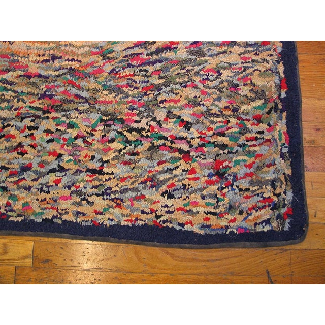 1940s Multicolor Abstract Folk Art Antique American Hooked Rug 3'0" X 4'10" Handknotted Wool Carpet For Sale - Image 4 of 4