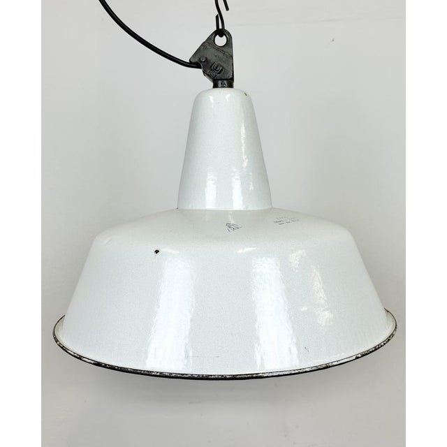 Large Industrial White Enamel Factory Pendant Lamp from Zaos, 1960s For Sale - Image 6 of 18