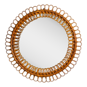 Franco Albini Attributed Italian Modern, Bamboo, Cane, Wall Mirror, Italy, 1950s