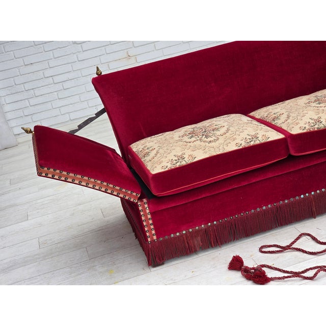 Spanish Sofa in Velour with Ash Legs, Denmark, 1970s For Sale - Image 17 of 18