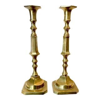 Brass 10” Candle Holders – a Pair For Sale