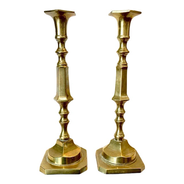 Mid 20th Century Brass Candle Holders – a Pair For Sale