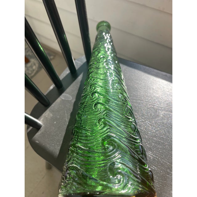 Mid 20th Century Empoli Green Wave Pattern Decanter For Sale - Image 9 of 10