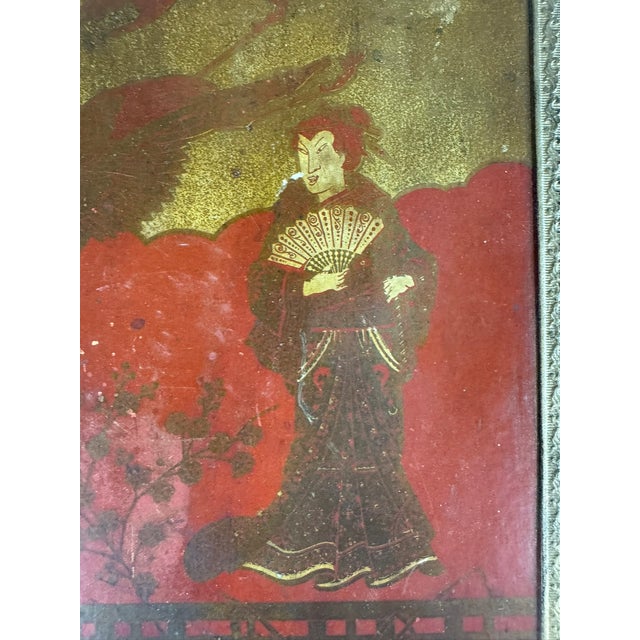 Antique Aesthetic Movement Faux Bamboo Trifold Mirror, Japanned Panels, For Sale In New York - Image 6 of 16
