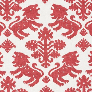 Schumacher Regalia Fabric in Red For Sale
