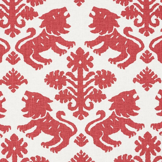 Schumacher Regalia Fabric in Red For Sale