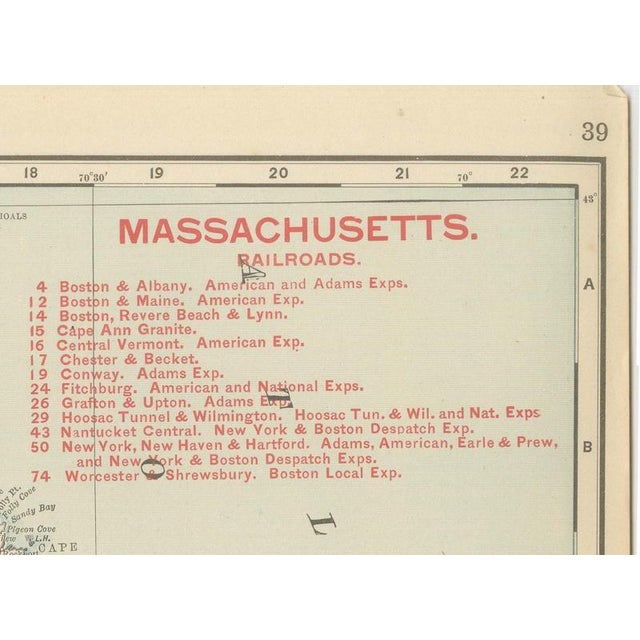 Paper Antique Map of Massachusetts The Bay State by Ran McNally, 1899 For Sale - Image 7 of 12