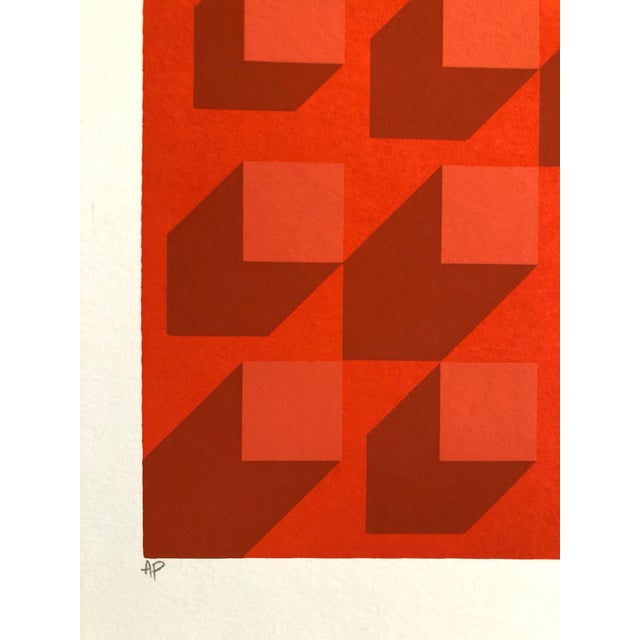 1970s Paul M. Levy, Abstract Geometric 1970s Vintage Silkscreen Screen Print Manner of Vasarely, 1970 For Sale - Image 5 of 6