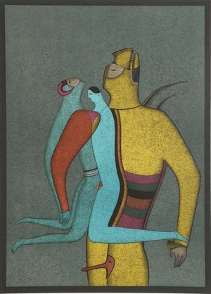 1990 "Carnival of St Petersburg" Lithograph by Mihaïl Chemiakin