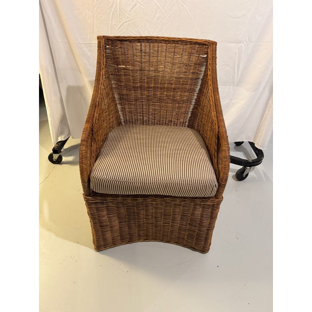 Wood William Sonoma Home Farallon Wicker Dining Chairs, a Pair For Sale - Image 7 of 8