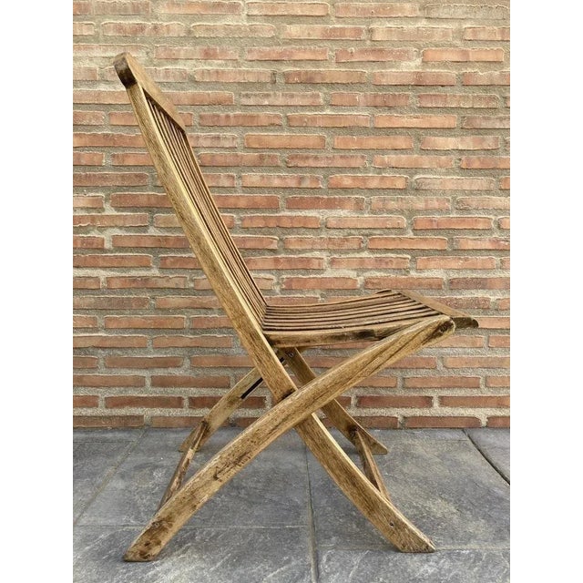 Mid-Century Modern Teak Folding Deck Chair with Slat Back from Scan Com, 1960s For Sale - Image 3 of 15