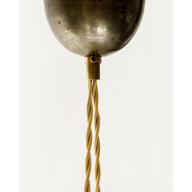 Metal Swedish Grace Brass and Glass Ceiling Light, 1930s For Sale - Image 7 of 8