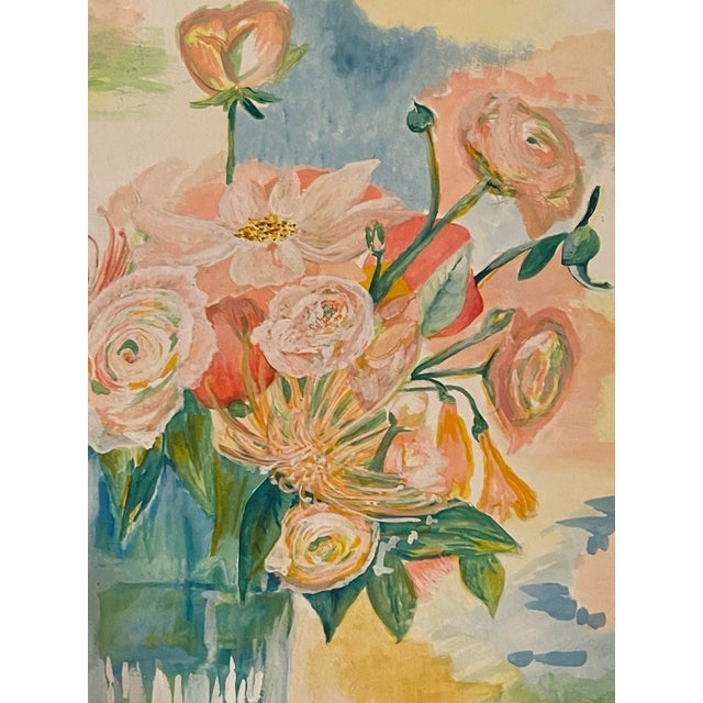 Pastel Still Life Original Watercolor Painting For Sale - Image 4 of 5