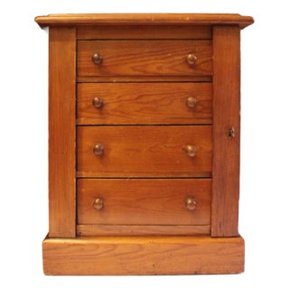 Circa 1880s English Miniature or Child's Wellington Chest of Drawers For Sale