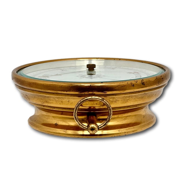 Fine Quality Large Antique Wall Mount Brass, Beveled Glass & Porcelain Dial Barometer by Short & Mason in London For Sale - Image 10 of 18