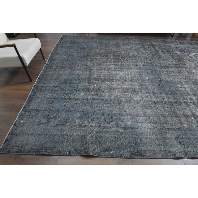 Persian 1970s Vintage Persian Handmade Wool Cotton Blue Area Rug For Sale - Image 3 of 11