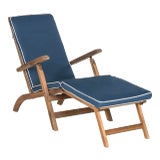 Modern Outdoor Lounge Chair in Natural & Navy For Sale