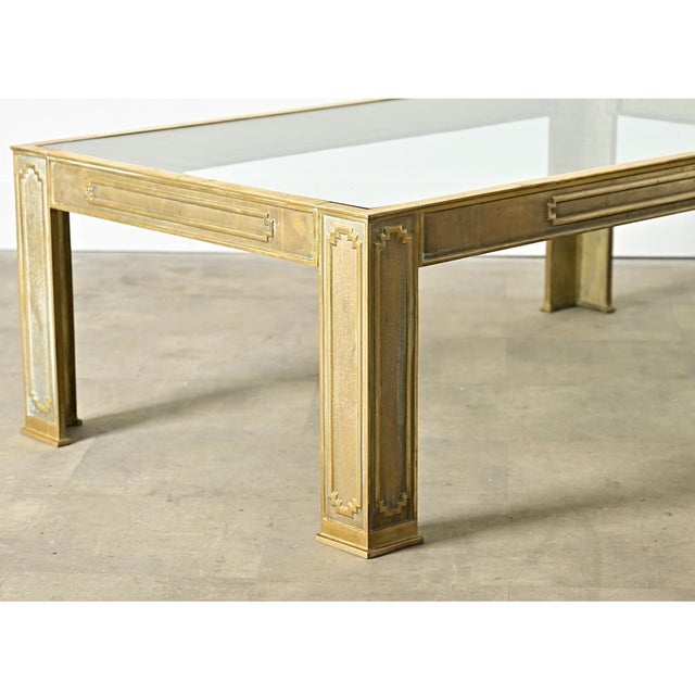 Bronze Belgian Vintage Cast Bronze & Glass Coffee Table For Sale - Image 8 of 12