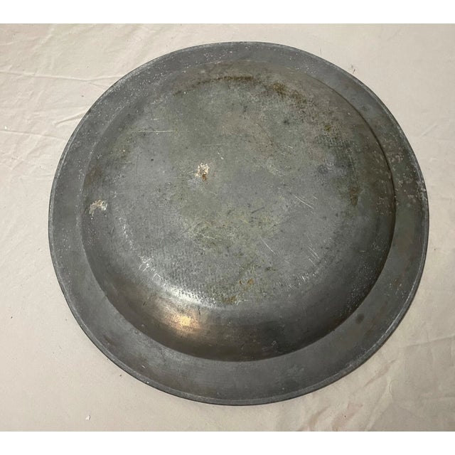 Gray Huge Antique 18th Century John Townsend London Forged Pewter Dinner Plate Bowl For Sale - Image 8 of 9