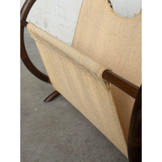 Beige Rattan Magazine Rack With Canvas Holder Mid-Century Modern 1970s For Sale In Los Angeles - Image 6 of 10