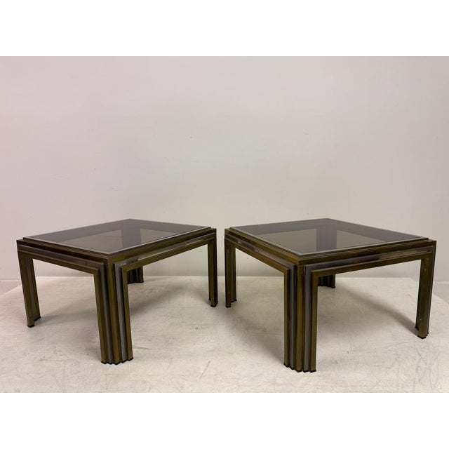 Vintage Steel and Brass Side Tables, 1970s, Set of 2 For Sale - Image 6 of 12